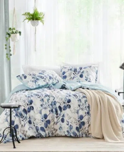 510 Design Gabby Reversible Floral Botanical Seersucker Comforter Set In Navy,blue