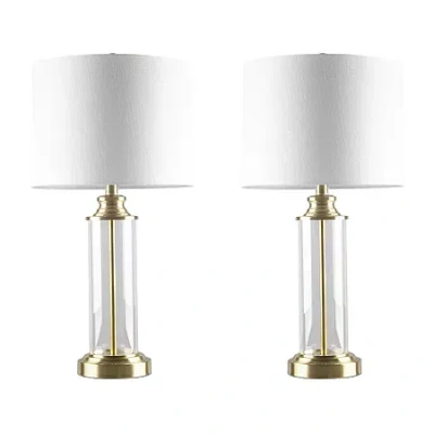 510 Design Gold  Clarity Glass Cylinder Table Lamp Set Of 2 In Yellow
