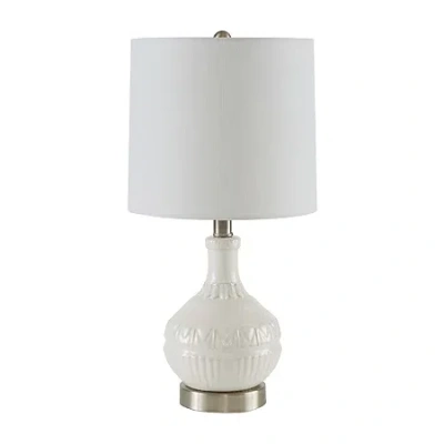 510 Design Gypsy Embossed Boho Table Lamp In White
