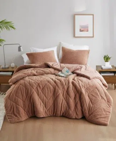 510 Design Kyla Double Diamond Quilted Teddy Comforter Sets In Brown