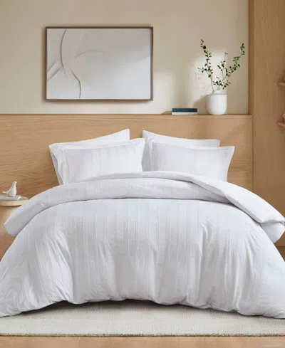 510 Design Logan Woven Striped 3-pc. Duvet Cover Set, King In White