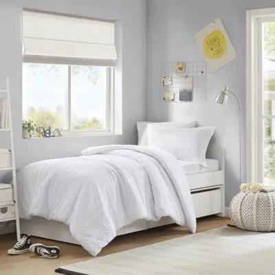 510 Design Logan Woven Striped Duvet Set In White Striped