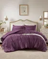 510 Design Mia Ruched 3-pc. Comforter Set, Queen In Purple