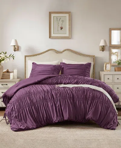 510 Design Mia Ruched 3-pc. Comforter Set, Queen In Purple