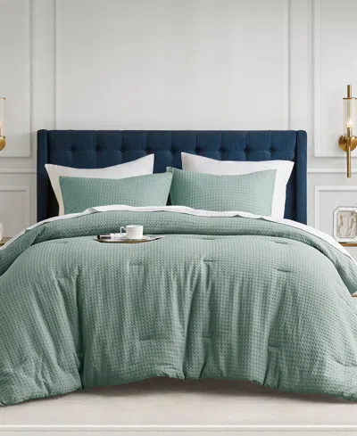 510 Design Mina Waffle Textured 3-pc. Comforter Set, King/california King In Sage Green