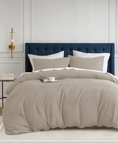 510 Design Mina Waffle Textured 3-pc. Duvet Cover Set, King/california King In Neutral