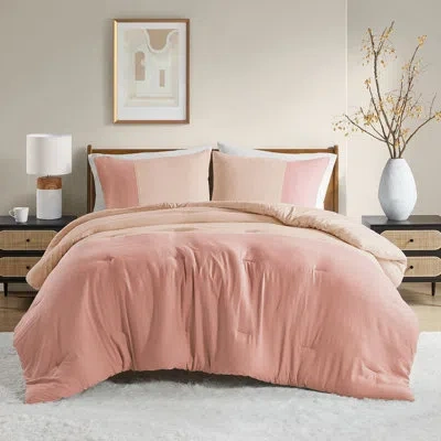 510 Design Miro Soft Washed Color Block Comforter Set In Pink