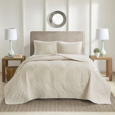 510 Design Oakley 3 Piece Reversible Bedspread Set In Cream