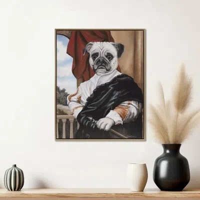 510 Design Pet Portrait Captain's Guard Pug Framed Canvas Wall Art In Captain Pug