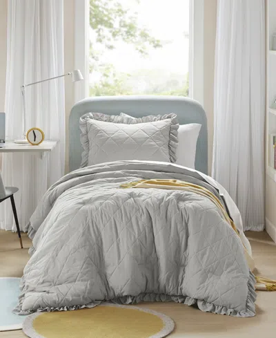 510 Design Phoebe Diamond Quilted Ruffle Edge 2-pc. Comforter Set, Twin/twin Xl In Grey