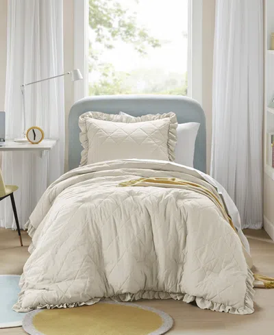510 Design Phoebe Diamond Quilted Ruffle Edge 2-pc. Comforter Set, Twin/twin Xl In Neutral