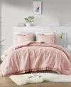 510 Design Phoebe Diamond Quilted Ruffle Edge 3-pc. Comforter Set, King/california King In Medium Pink