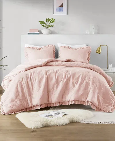 510 DESIGN PHOEBE DIAMOND QUILTED RUFFLE EDGE 3-PC. COMFORTER SET, KING/CALIFORNIA KING