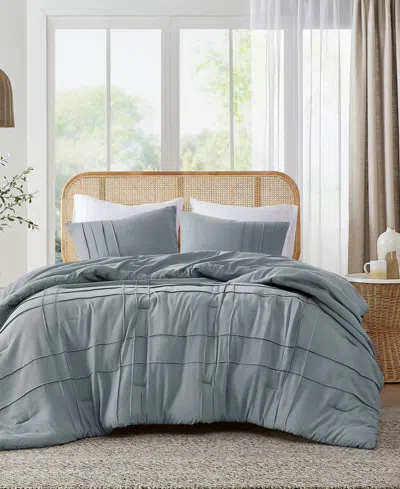 510 Design Porter Pleated 3-pc. Comforter Set, Full In Blue,gray
