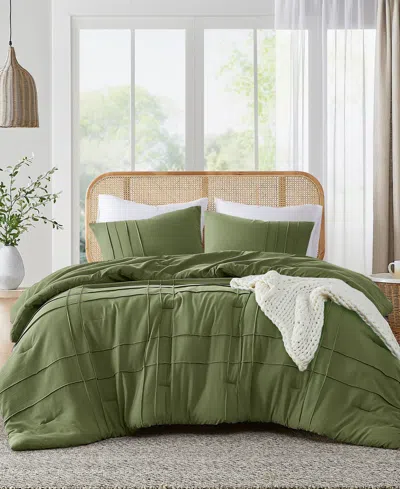 510 Design Porter Pleated 3-pc. Comforter Set, Full In Olive Green
