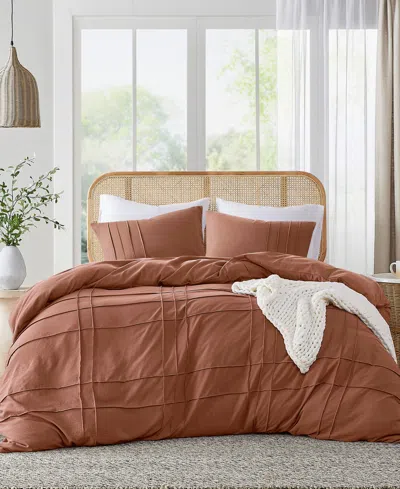 510 Design Porter Pleated 3-pc. Duvet Cover Set, Queen In Clay