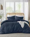 510 Design Porter Pleated 3-pc. Duvet Cover Set, Full In Navy