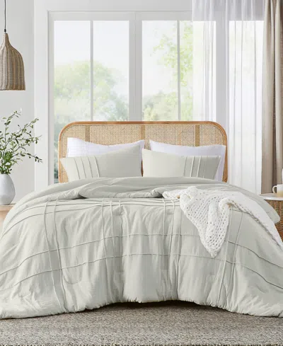 510 Design Porter Pleated 3-pc. Duvet Cover Set, Queen In Silver