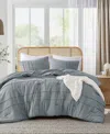 510 Design Porter Washed Pleated 2-pc. Duvet Cover Set, Twin/twin Xl In Blue Grey
