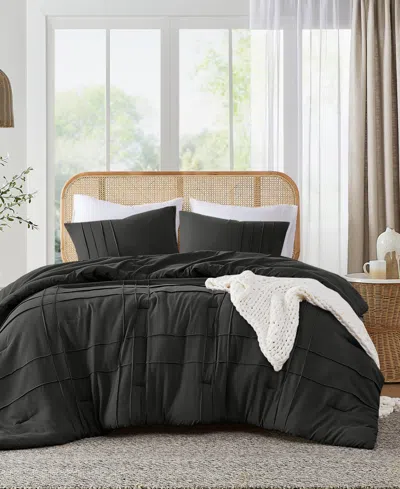 510 Design Porter Washed Pleated 3-pc. Comforter Set, King/california King In Black