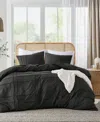 510 Design Porter Washed Pleated 3-pc. Duvet Cover Set, Queen In Black