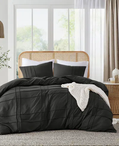 510 Design Porter Washed Pleated 3-pc. Duvet Cover Set, King/california King In Black