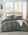 510 Design Porter Washed Pleated 3-pc. Duvet Cover Set, King In Gray
