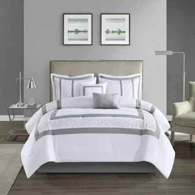 510 Design Powell 8 Piece Embroidered Comforter Set In White