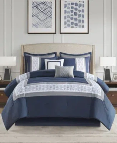 510 Design Powell Embroidered 8 Piece Comforter Set In Blue