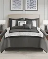 510 Design Powell Embroidered 8 Piece Comforter Set, California King In Dark Grey