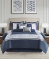 510 Design Powell Embroidered 8 Piece Comforter Set Collection Bedding In Navy