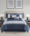 510 Design Powell Embroidered 8 Piece Comforter Set Collection In Navy