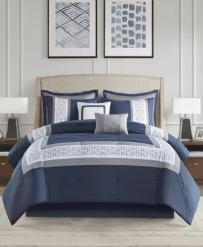 510 Design Powell Embroidered 8 Piece Comforter Set In Blue