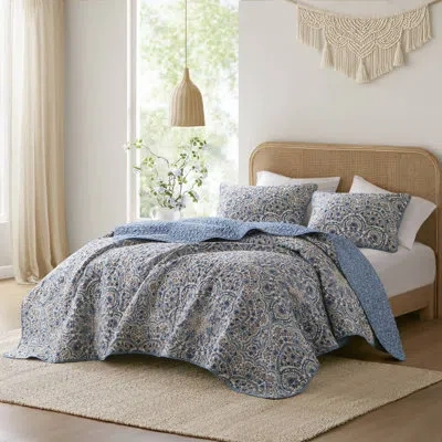 510 Design Valerie Boho Floral Reversible Quilt In Blue Floral
