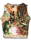 Philipp Plein Baroque-flower Crop Top In Brown