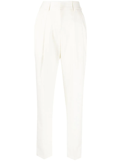 Philipp Plein High-waisted Tapered Trousers In White