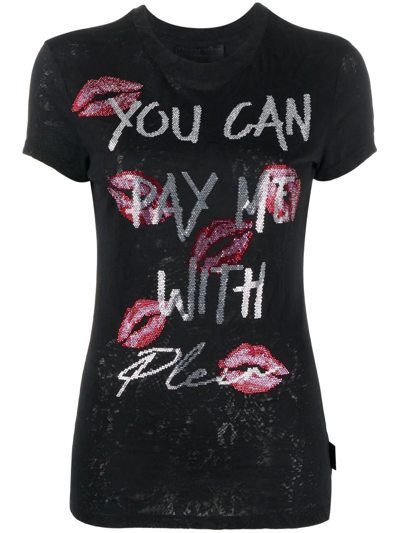 Philipp Plein Rhinestone-design Cotton T-shirt In Black