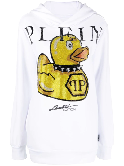 Philipp Plein Logo Graphic-print Hoodie In White