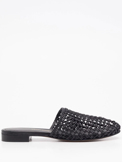 Ferragamo Woven-design Leather Mules In Black