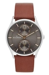 Skagen Holst Charcoal Dial Brown Leather Mens Watch Skw6086 In Saddle/ Charcoal