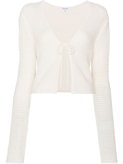 Frame Ryn Crochet Tie-fastening Cardigan In Off White