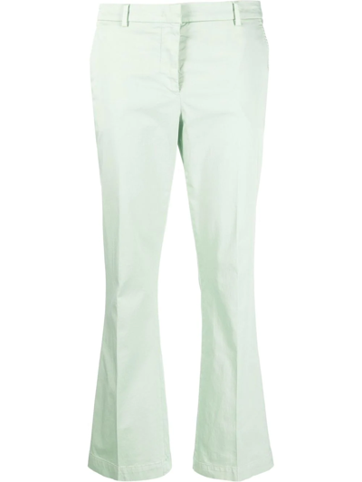 Pt Torino Low-rise Four-pocket Cropped Trousers In Green