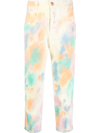 PT TORINO ABSTRACT-PRINT PRESSED-CREASE CROPPED TROUSERS