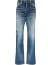 Visvim Faded Distressed Denim Pants In Blau