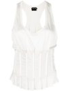 Tom Ford Corset Silk Jersey Tank Top In Chalk