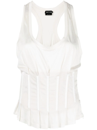 Tom Ford Corset Silk Jersey Tank Top In Chalk