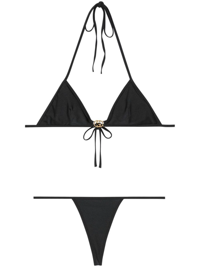 Gucci Interlocking G Jersey Bikini Set In Black