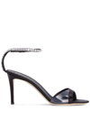 Giuseppe Zanotti 105mm Satin Crystal Ankle-strap Sandals In Black