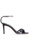 Giuseppe Zanotti 105mm Satin Crystal Ankle-strap Sandals In Schwarz