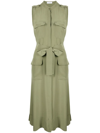 Equipment Illumina Sleeveless Silk Dress In Khaki In Green